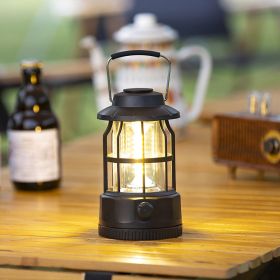 400 Lumens NEW Retro Camping Lights; Atmosphere Tent Lights COB Battery Lighting Hanging Lights; Outdoor Camping Accessories - L801B-Black