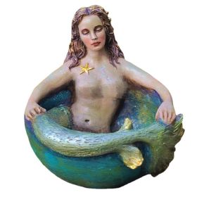 Halloween Ornament 2022,Garden Ornament Sculpture Decoration Resin Mermaid Bowl Ocean Goddess Sculpture Craft Ornament