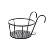 Hanging Railing Planters Flower Pot Holders Metal Planter Racks Fence Potted Stand Mounted Round Plant Baskets Container for Indoor Outdoor Use - Blac