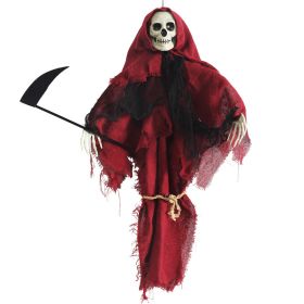 Halloween Decorations Red Cloth Skeleton Scythe Reaper Pendant Halloween Haunted House Props