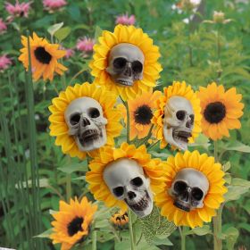 3pcs Halloween Decorations Sunflower Skull Garden Artificial Flower Decoration