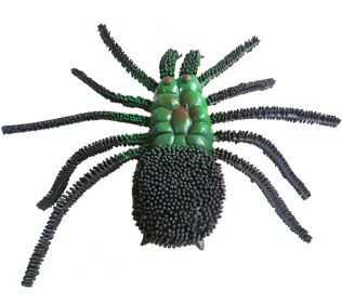 2 Pcs Large Artificial Simulated Green Spider Halloween Joke Trick Scary Toy Kids Educational Model