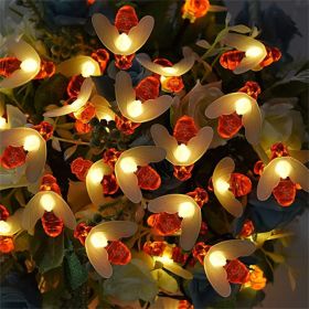 Solar String Lights Outdoor Waterproof Simulation Honey Bees Lamp Fairy Lights with 8 Lighting Decor for Garden Xmas Decorations - warmwhite - 5M20led