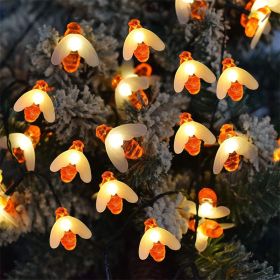 Solar String Lights Outdoor Waterproof Simulation Honey Bees Lamp Fairy Lights with 8 Lighting Decor for Garden Xmas Decorations - warmwhite - 11M60le