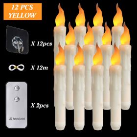 6/12/30pcs Floating LED Candles Remote Control Flameless Taper Candle Halloween Decor Party Birthday Wedding Christmas Supplies