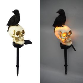 Solar Ground Plug Lights Crow Skull Floor Lamp For Halloween