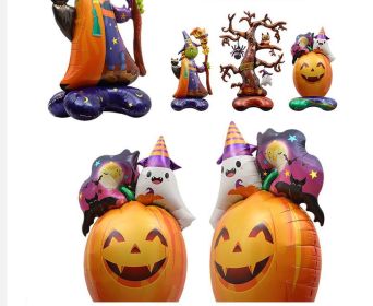 3 Pieces Halloween Balloons Halloween Pumpkin Witch Skeleton Ghost Bat Balloon for Halloween Party Decorations Supplies