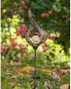 Outdoor Solar Light Garden Crackle Glass Globe Stake Light - Black