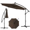 10 Feet Patio Offset Umbrella with 112 Solar-Powered LED Lights - Coffee