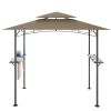 8 x 5 FT Grill Pergola Tent with Air Vent Double Tiered BBQ Gazebo Outdoor Barbecue Canopy, Khaki/Gray - Khaki