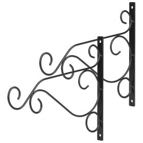 2Pcs Iron Plant Hanging Bracket Plant Hanger Wall Hooks For Bird Feeder Lanterns Wind Chimes - Black