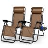 2Packs Zero Gravity Lounge Chair with Dual Side Tray 330lbs Load Foldable Recliner Chair - Brown