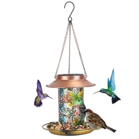 Solar Bird Feeder Decorative Hanging Bird Feeder Lantern Warm White Light Bird Feeder for Outdoor Garden Backyard - Colorful