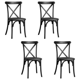 Resin Cross Back Chair for dinning room, wedding, commercial use, 4-pack, Black - as Pic