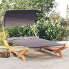 Patio Lounge Bed with Canopy 65"x79.9"x49.6" Solid Bent Wood Anthracite - Anthracite