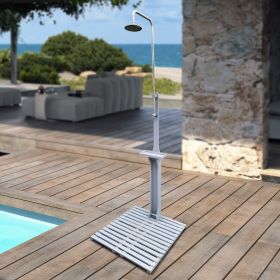 Outdoor Garden Pool Shower with Chassis Board; for Swimming Pool; Patio; Terrace; Garden; Wood - as Pic