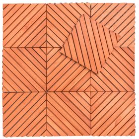 Outdoor Patio 12-Diagonal Slat Eucalyptus Interlocking Deck Tile (Set of 10 Tiles) - as Pic