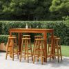 9 Piece Patio Bar Set Solid Wood Acacia - Brown