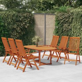 7 Piece Patio Dining Set Solid Wood Eucalyptus - Brown