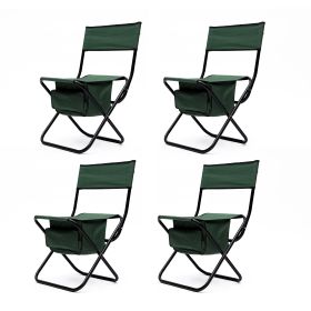 4-piece Folding Outdoor Chair with Storage Bag; Portable Chair for indoor; Outdoor Camping; Picnics and Fishing; Green - as Pic