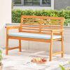 Waimea Honey Slatted Eucalyptus Wood Garden Bench with Cushion - as Pic