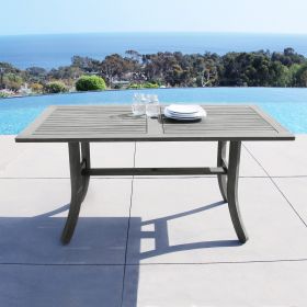 Renaissance Outdoor Patio Hand-scraped Wood Rectangular Dining Table with Curvy Legs - as Pic