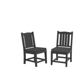 HDPE Dining Chair; Gray; With Cushion; No Armrest; Set of 2 - as Pic