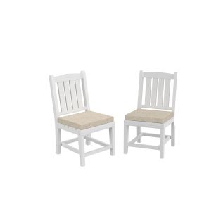 HDPE Dining Chair; White; With Cushion; No Armrest; Set of 2 - as Pic