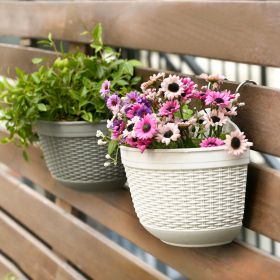 Flowerpot Fade-less Fall-resistant Ornamental Drain Hole Eco-friendly Plant Pot Plant Accessories - White - M