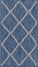 Home Decor Indoor/Outdoor Accent Rug Natural Stylish Classic Pattern Design - Navy|White - 3'0" X 5'0"