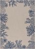 Home Decor Coastal Bordered Coral Reef Indoor/Outdoor Accent Rug - Navy|Beige - 5'3" X 7'0"