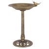 New Design Outdoor Garden Green Pedestal Bird Bath Feeder - Gold - bird