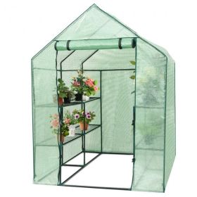 8 shelves Mini Walk In Greenhouse Outdoor Gardening Plant Green House - green