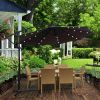 10 ft Outdoor Patio Umbrella Solar Powered LED Lighted Sun Shade Market Waterproof 8 Ribs Umbrella with Crank and Cross Base for Garden Deck Backyard