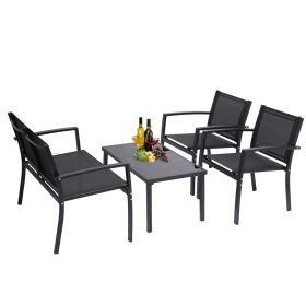 Free shipping 4 Pieces Patio Furniture Set Outdoor Garden Patio Conversation Sets Poolside Lawn Chairs with Glass Coffee Table Porch Furniture YJ - pi