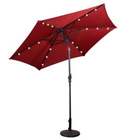 9 Feet Patio LED Solar Umbrella with Crank - Dark Red