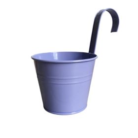 Wall Hanging Pot Bright Color Not Easy to Deform Iron Balcony Planters Metal Bucket for Balcony - Light Purple