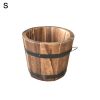 Rustic Succulent Planter Wooden Barrel Empty Flower Pot Container Garden Decor - S