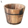 Rustic Succulent Planter Wooden Barrel Empty Flower Pot Container Garden Decor - L