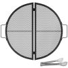 Foldable Outdoor Camping Round Cooking Grate Stainless Steel Fire Pit Grill Grate - As pic show - 22"