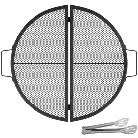 Foldable Outdoor Camping Round Cooking Grate Stainless Steel Fire Pit Grill Grate - As pic show - 22"