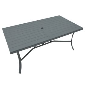 70inch Outdoor Patio Dining Table with Umbrella Hole; 6 Person Metal Square Table for Garden; Backyard and Porch - pic