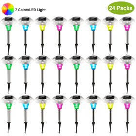 24Packs Solar Garden Lights Outdoor IP44 Waterproof Solar Pathway Lights Color Changing Landscape Lamps - 24Pcs