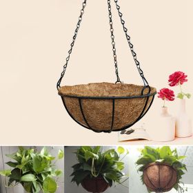 Hanging Coconut Shell Vegetable Flower Pot Basket Planter Iron Art Garden Decor  - 14 inches