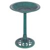 New Design Outdoor Garden Green Pedestal Bird Bath Feeder - green - bird