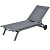 6-Position Adjustable Fabric Outdoor Patio Recliner Chair - Gray