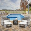 Outdoor 5pcs Combination Sofa Set with  2 Chairs 2 Footstools 1 Coffee Table XH - Graying Cane