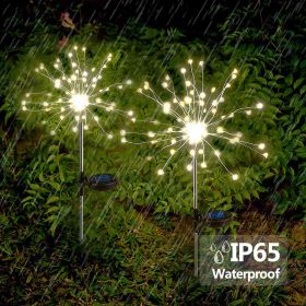 2Pack 150LED Garden Firework Lights 50 Copper Wires String Landscape Lamp - 150LED - Warm White