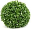 Artificial Boxwood Topiary Ball;  Indoor Outdoor Artificial Plant Ball Wedding Party Decoration (Ball with White Flower) - 15â€šÃ„Ã²â€šÃ„Ã´