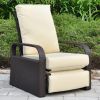 Outdoor Recliner Chair;  Automatic Adjustable Wicker Lounge Recliner Chair with 5.12'' Thicken Cushion - EsKhaki - Espresso Wicker